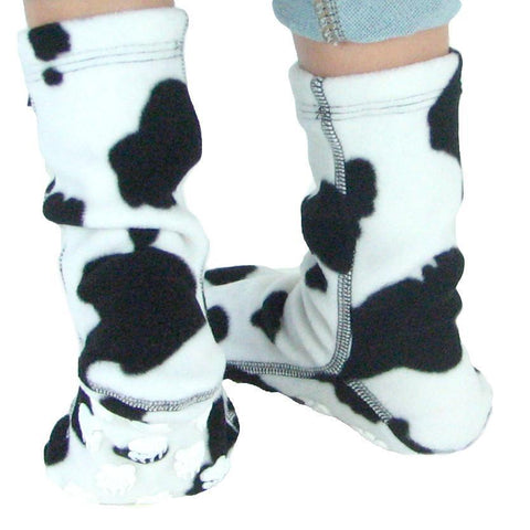 Polar Feet Kids Nonskid Fleece Socks - Cow